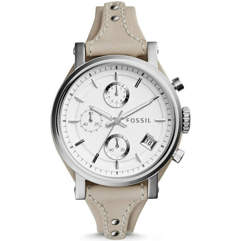 Fossil Original Chronograph White Dial and Leather Band Boyfriend Watch Fossil Original Boyfriend Chronograph White Dial Ladies  main image 3