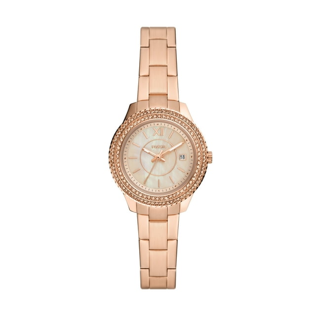 Fossil Women's Stella Three-Hand Date Rose Gold-Tone Stainless Steel ...