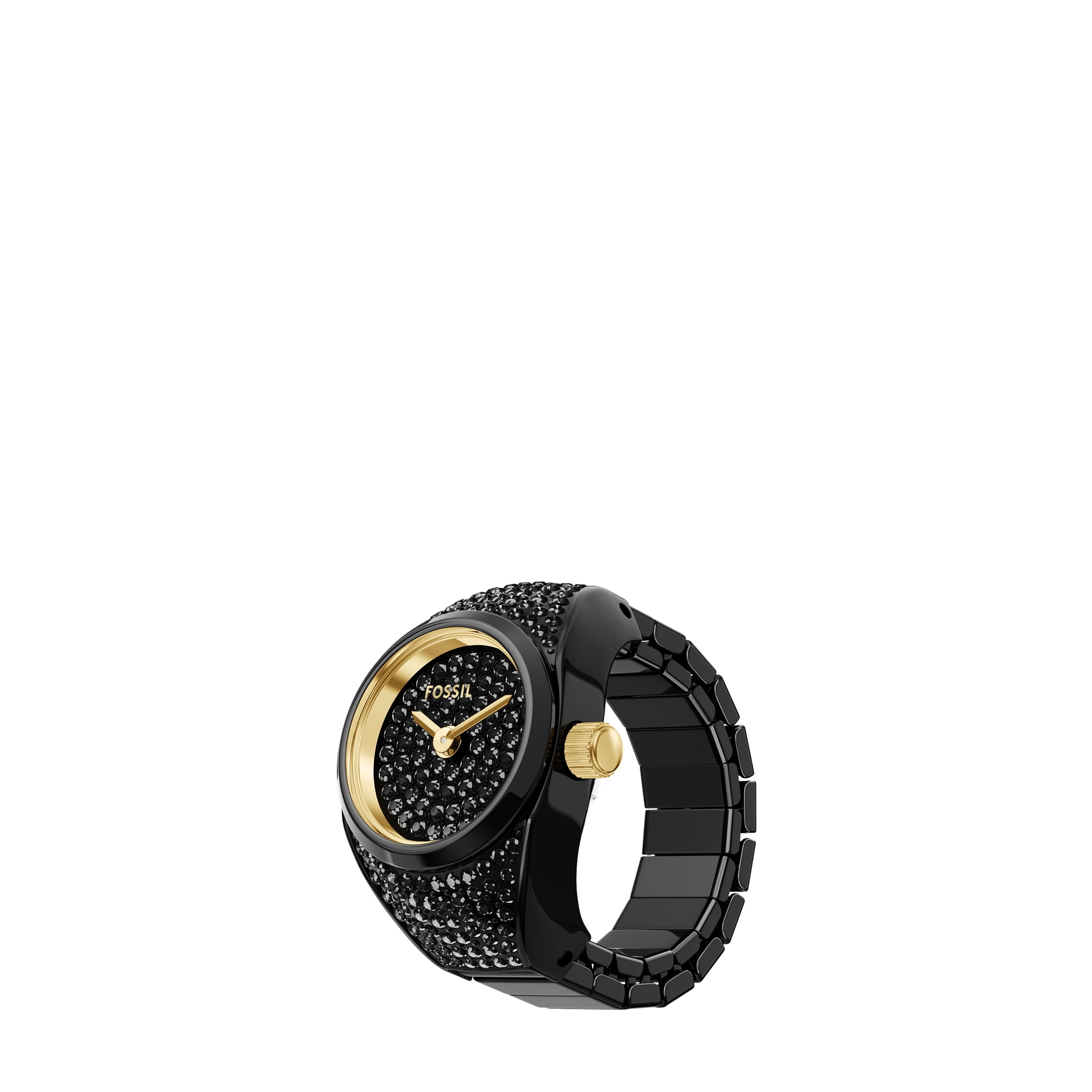 NWT Fossil Watch Ring Two-Hand Pave Black Stainless Steel Watch Buy ​Nick Jonas x Fossil Machine Luxe Grey Vignette Two-Hand  main image 3