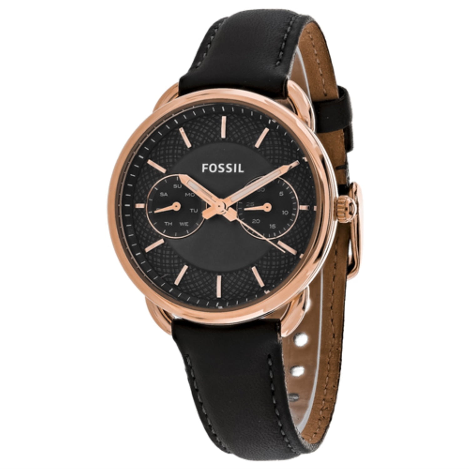 Fossil Womens Tailor ES3913 Multifunction Date Watch Brown Leather Quartz ES3913 Fossil Tailor Rose 35mm Steel Gold-Tone Gray Dial Ladies  main image 3