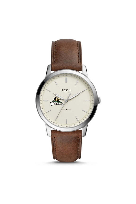 Wright State Raiders The Minimalist Brown Leather Watch