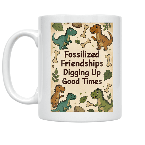 Fossilized Friendships Digging Up Good Times - Paleontology Enthusiast - 11 oz Ceramic Coffee Mug