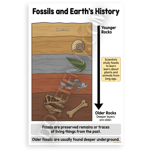 Fossils and Earth's History Educational 12x18 US Made Poster