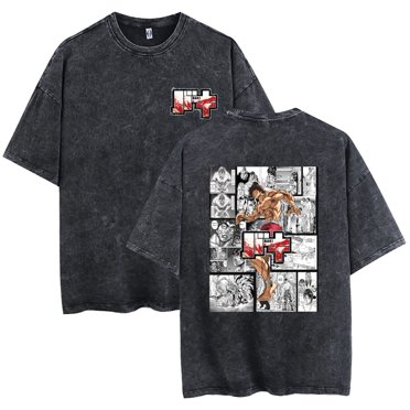 Fosskos Anime Grappler Baki Hanma T Shirts Unisex Harajuku Streetwear Fashion Washed T-Shirts 100% Cotton Summer Clothes
