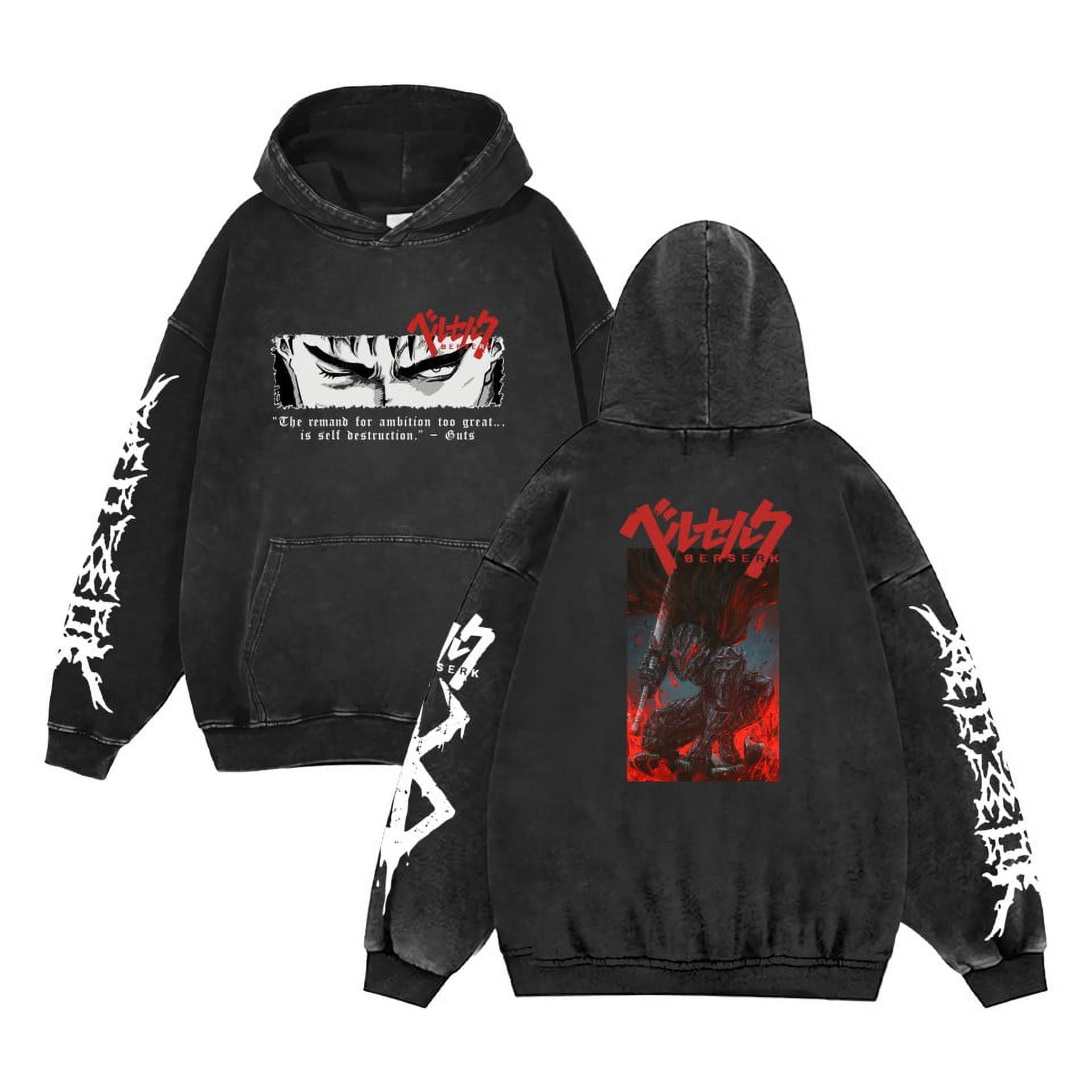 Fosskos Berserk Manga Hoodie Adult Skull Knight Print Hoodies Men Women Long Sleeve Pullover Drawstring Sweatshirt Oversize Walmart