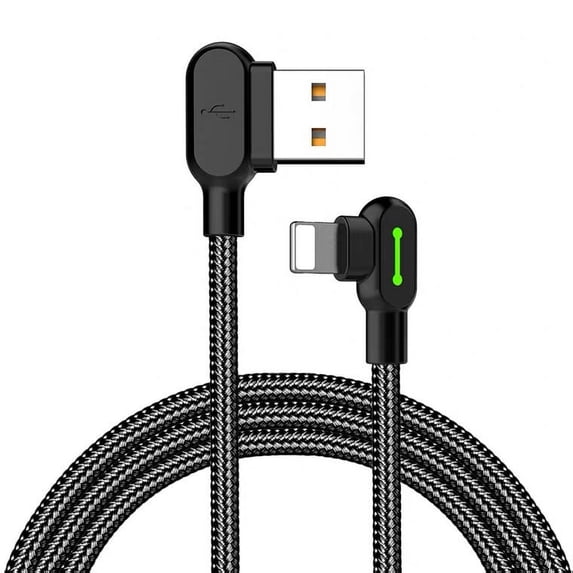 Fostbeen 3 Pack Gaming LED Nylon Braided Charge USB Data Cable Compatible with Phone/Pad/Pod (6.5FT Black/2M)