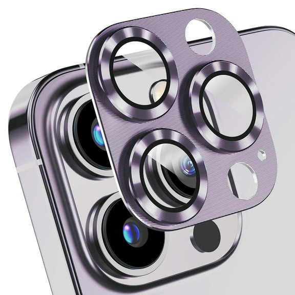 Fostbeen Camera Lens Protector Compatible with iPhone 14 Pro/14 Pro Max, 9H Tempered Glass Screen Protector, Metal Protective Lens Cover - Purple