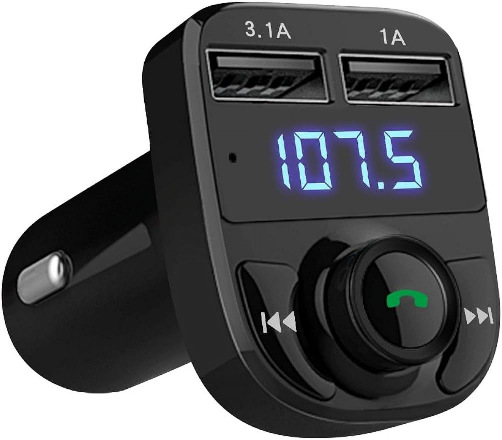 GetUSCart- FM Transmitter, URBEST Wireless Bluetooth FM Transmitter AUX  Input In-Car Kits MP3 Radio Adapter Receiver with USB Car Charger 1.44 Inch  Display TF Card USB Flash Drive