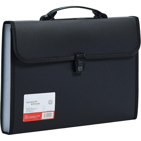 Fostbeen Legal Size 13 Pocket Accordian File Organizer Expanding File Folder for FC A4 Paper, Briefcase File Case with Durable Handle & Buckle Closure for School Home Business (Black)