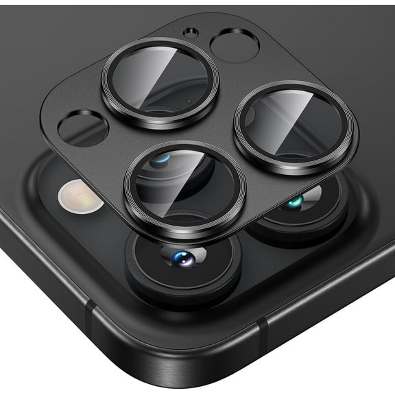 Fostbeen for iPhone 15 Pro/iPhone 15 Pro Max Camera Lens Protector, Bling Tempered Glass Cover Camera Screen Protector with Metal Ring Protector, Case Friendly for iPhone 15 Pro/15 ProMax 2023