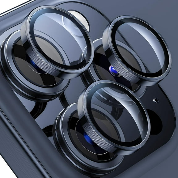Fostbeen for iPhone 15 Pro/iPhone 15 Pro Max Camera Lens Protector,[Keep Original Shooting] Shatterproof 9H Tempered Glass Camera Screen Protector Metal Ring Cover Film Accessories