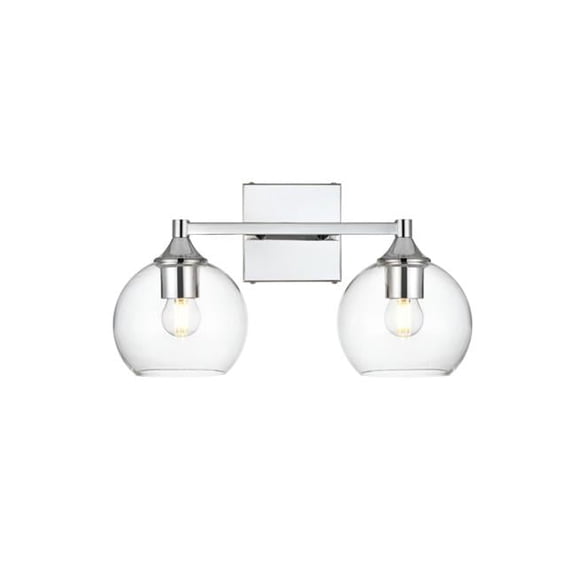 Foster 2-Light Chrome Bath Sconce - Chrome & Clear - 16 in. - Dimmable