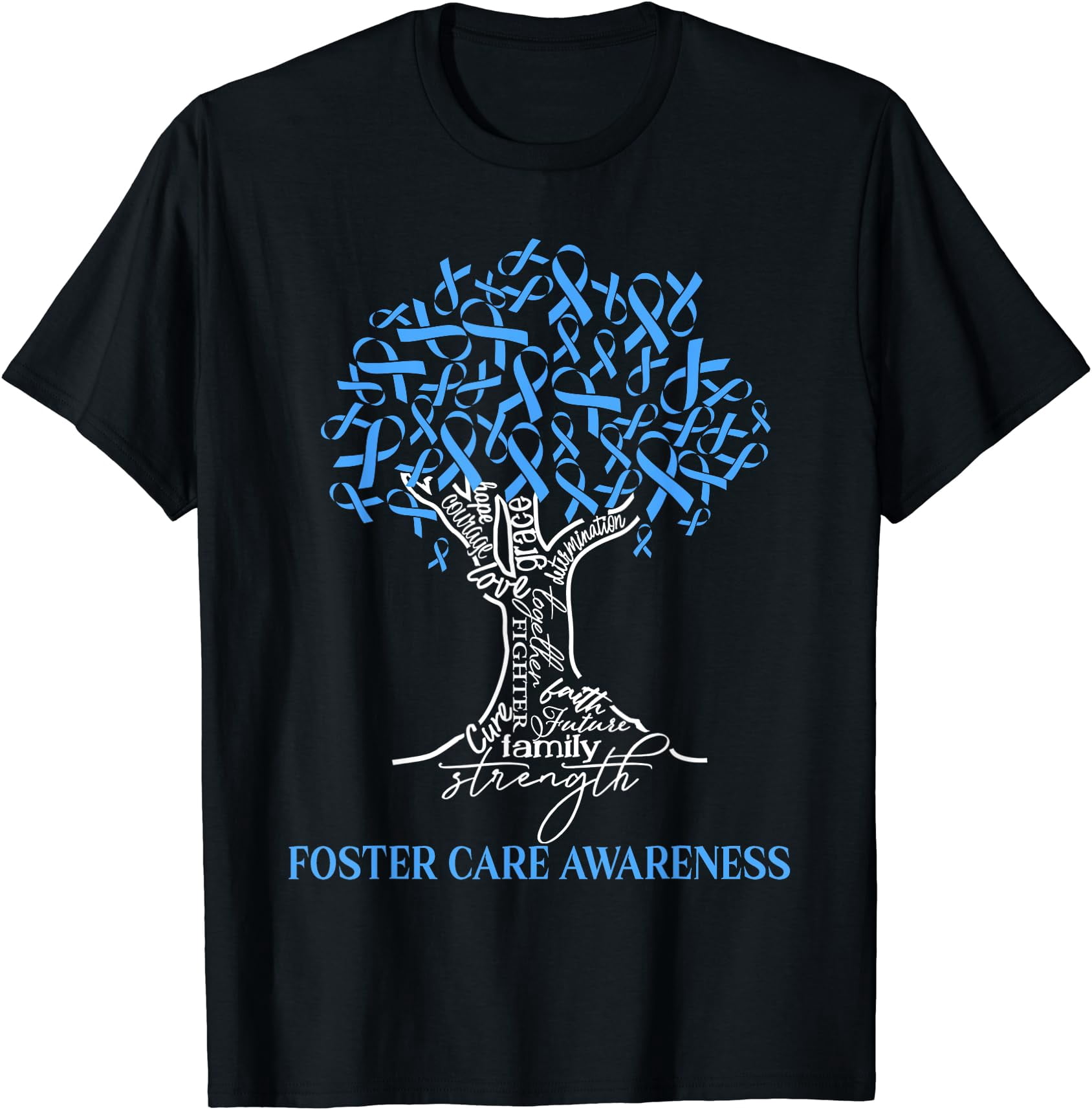 Foster Care Awareness Tree Ribbon Blue T-Shirt - Walmart.com