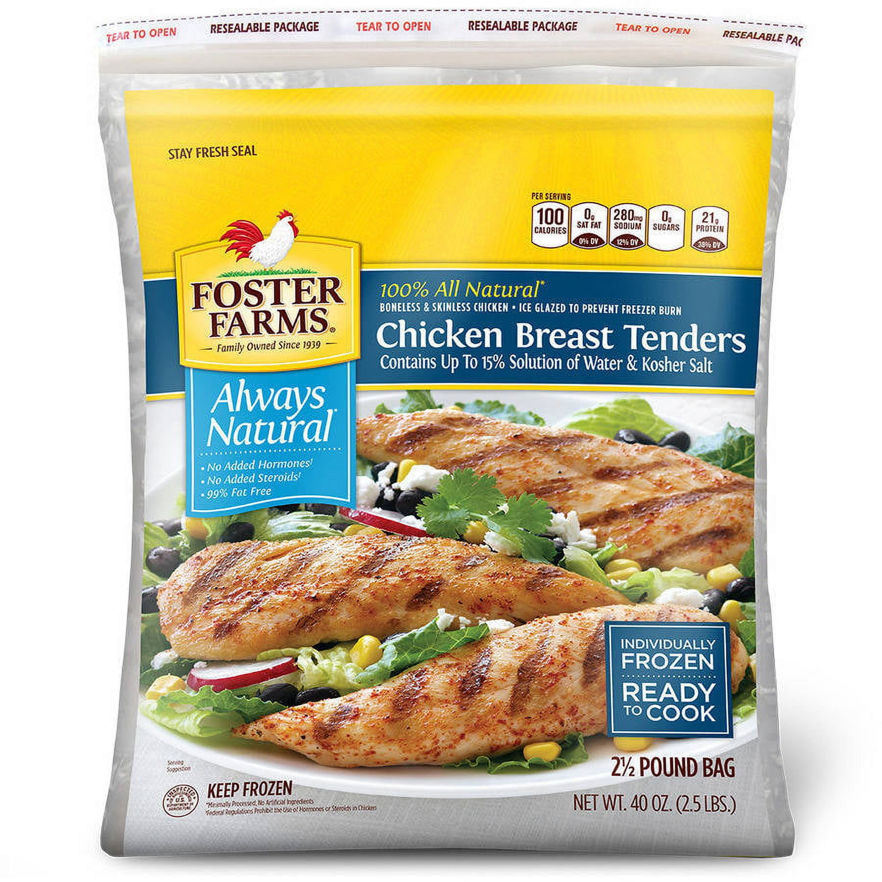 Foster Farms Boneless Skinless Chicken Breast Tenders, 2.5 lb