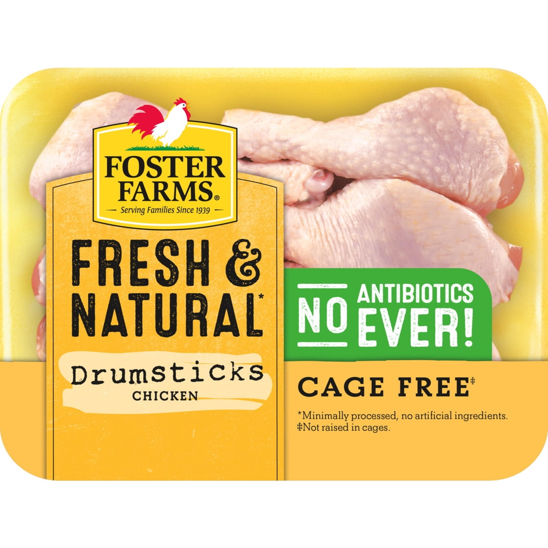 Foster Farms Fresh & Natural Cage Free Chicken Drumsticks, 1.8-2.2 lb