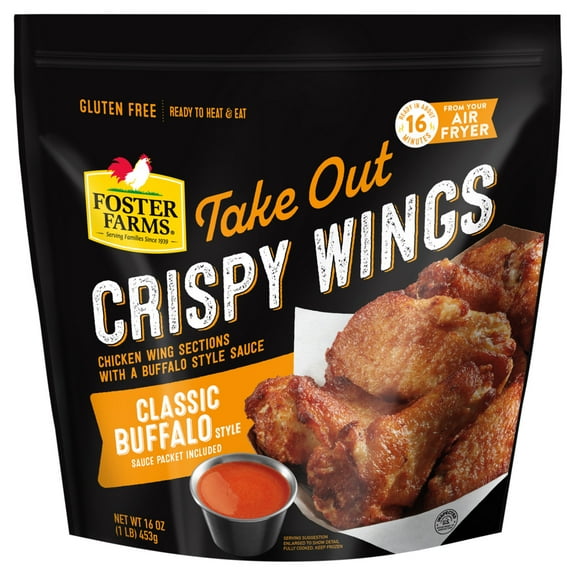 Foster Farms Classic Buffalo Take Out Crispy Chicken Wings, 1 lb (Frozen)