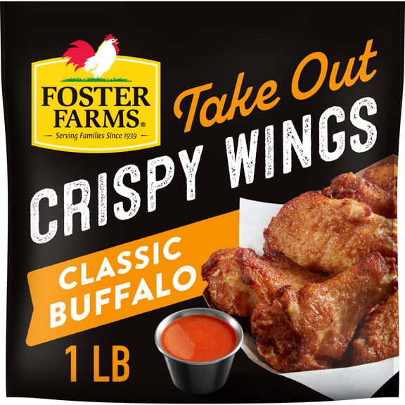 Foster Farms Classic Buffalo Take Out Crispy Chicken Wings, 1 lb (Frozen)