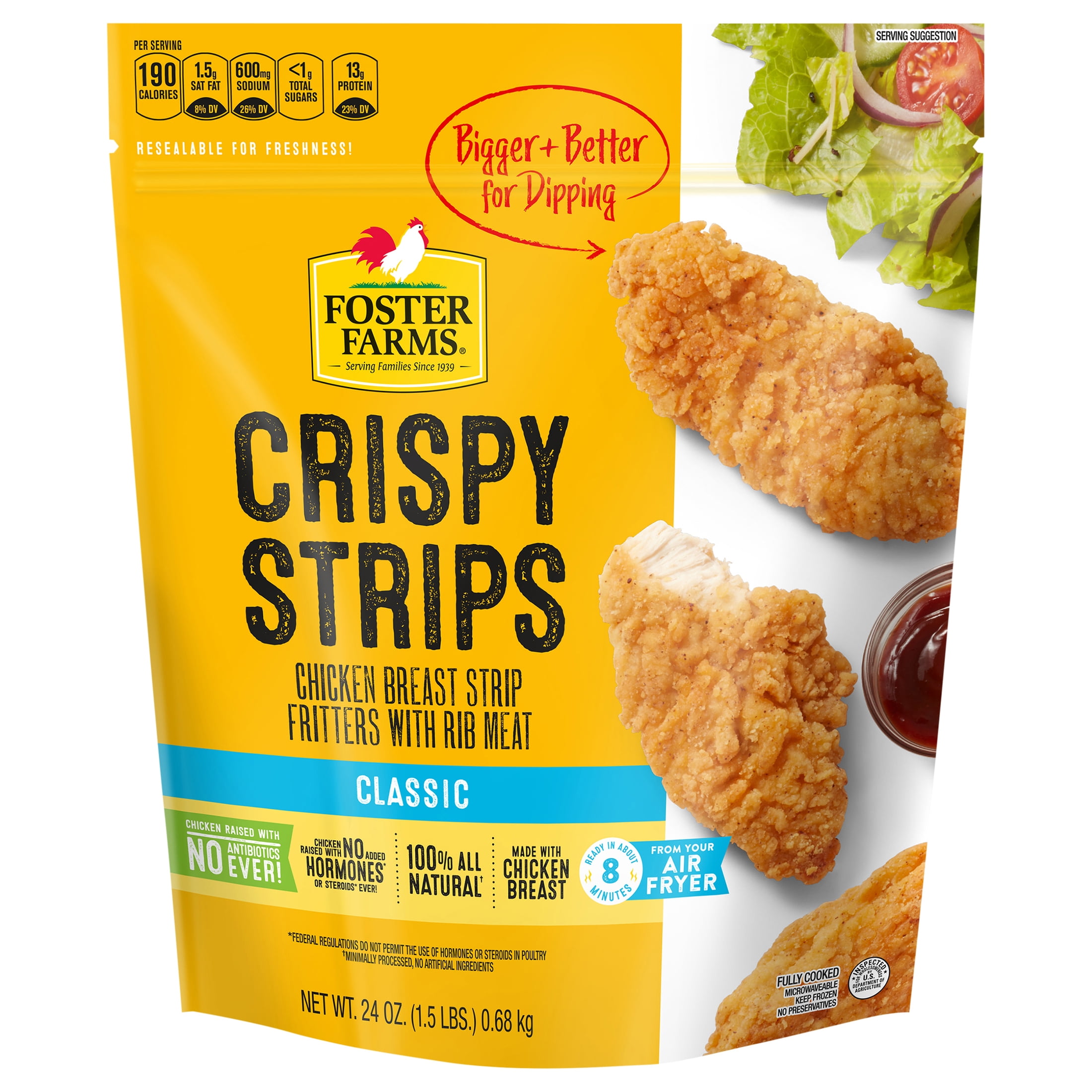 CLASSIC CHICKEN BREAST STRIP FRITTERS WITH RIB MEAT CRISPY STRIPS, CLASSIC