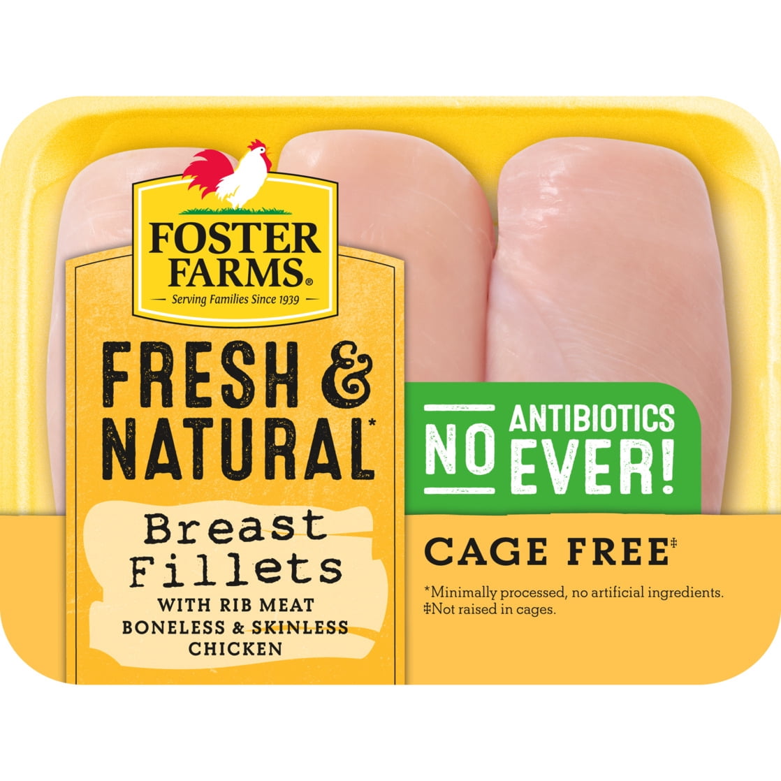 Foster Farms Fresh & Natural Cage Free Chicken Breast Fillets, 1.8-2.1 lb