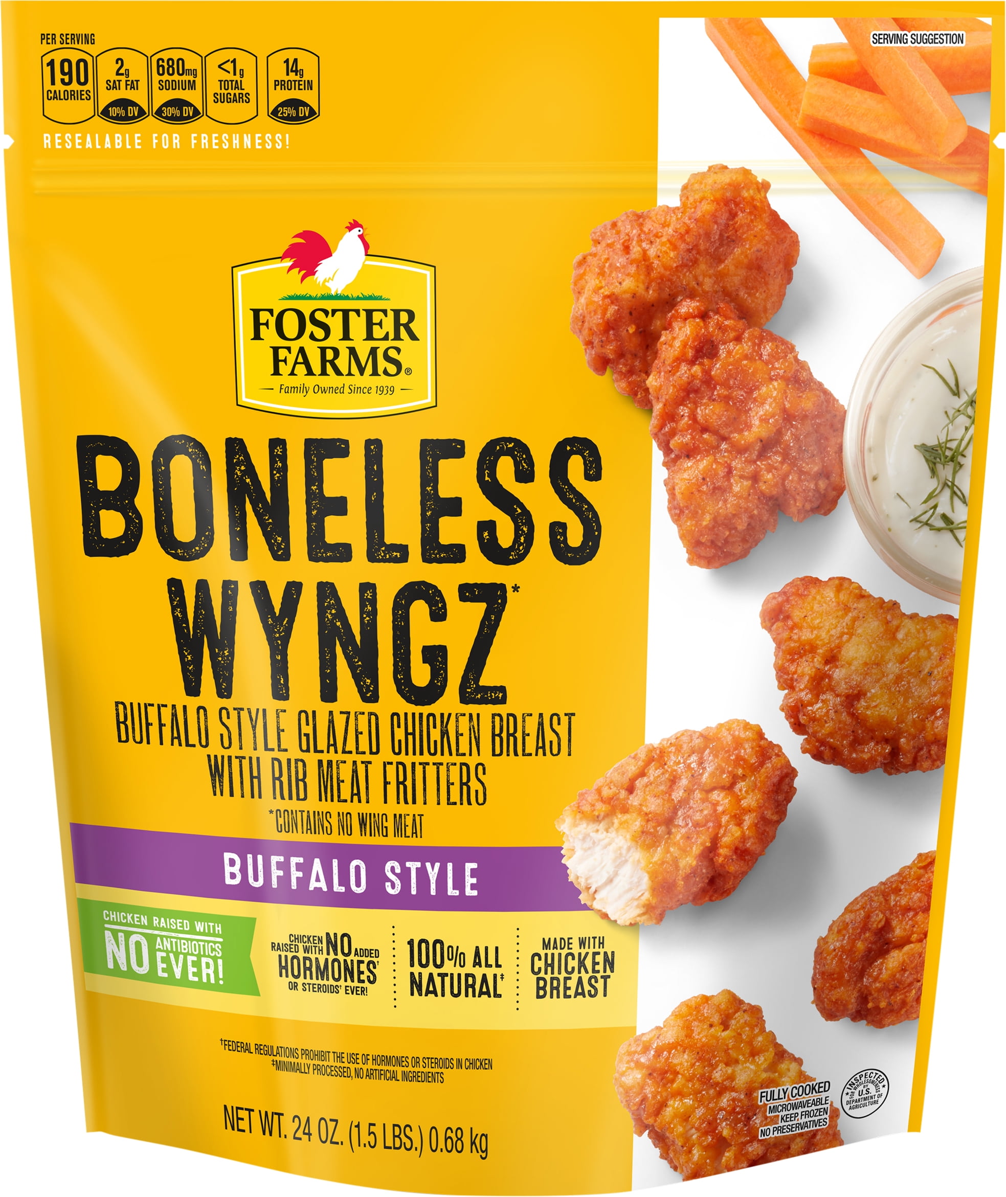 Buffalo Style Boneless Chicken Wyngz - 24 oz. - Products - Foster
