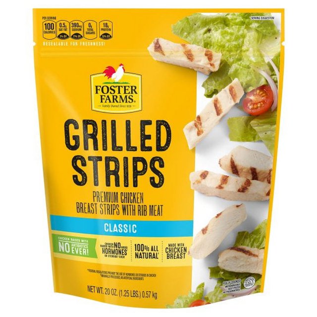 Foster Farms Fully Cooked Grilled Chicken Strips (White Meat) Frozen