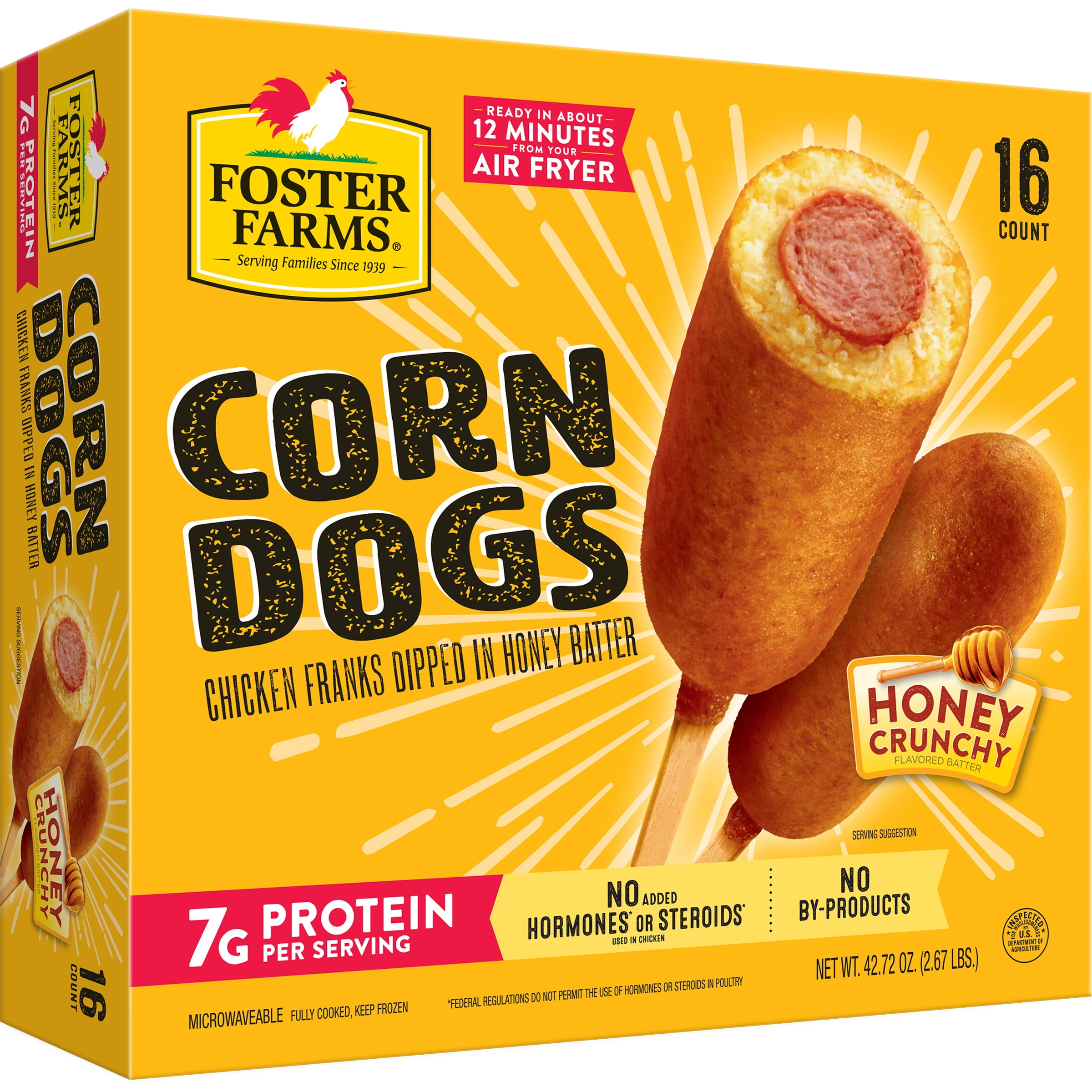 Foster Farms Honey Battered Chicken Frank Corndogs Fully Cooked 42.72