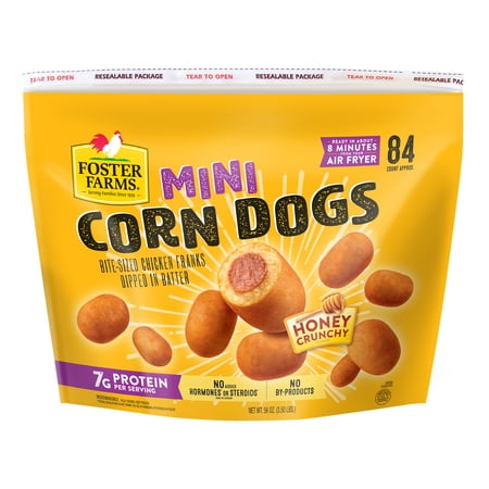 Foster Farms Honey Crunchy Mini Corn Dogs, 56 oz, 84 Count Bag (Frozen)
