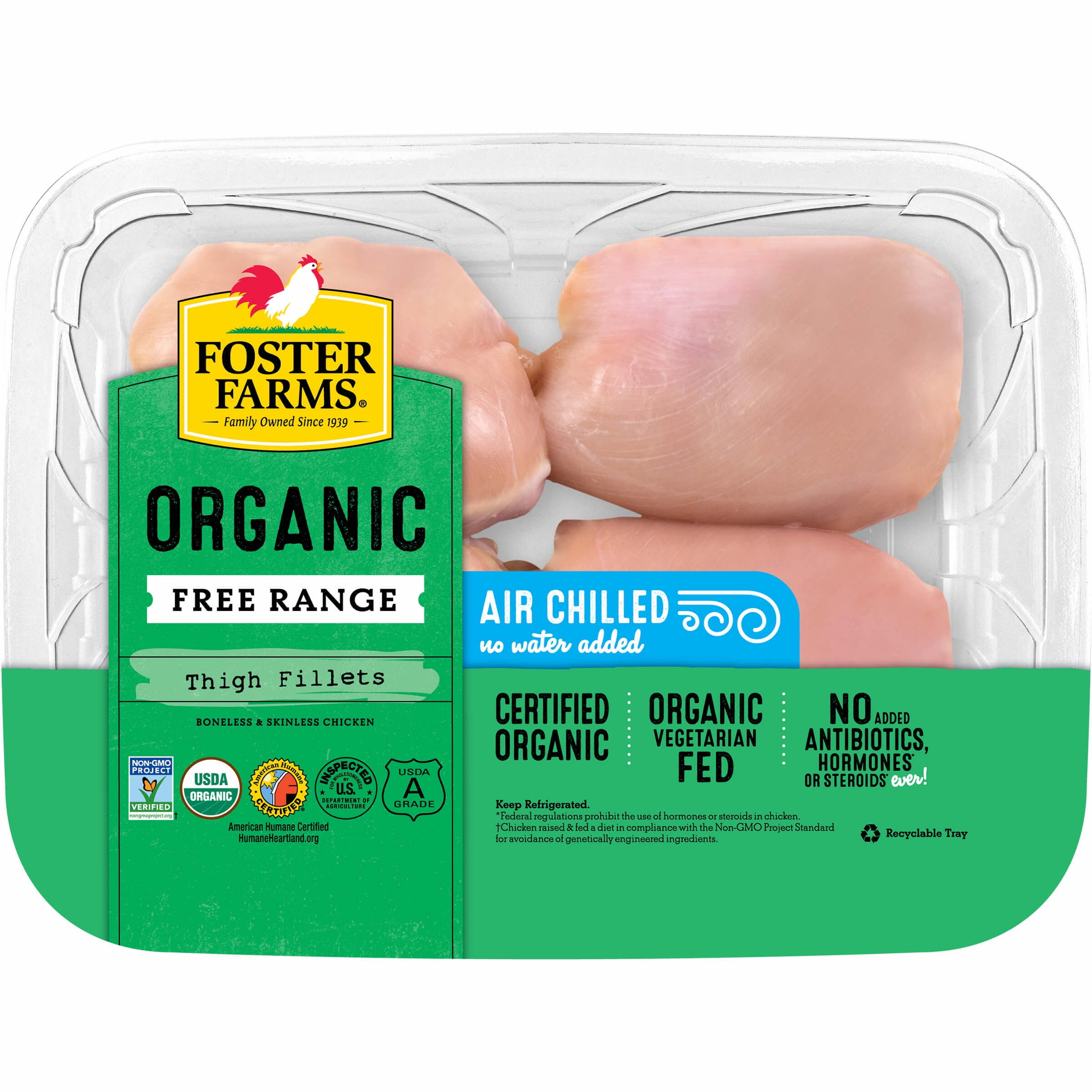 Foster Farms Organic Boneless Skinless Chicken Thighs, 19 g Protein Per