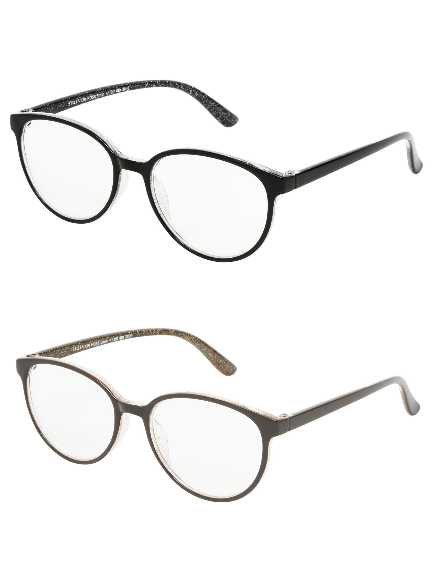 Foster Grant 2-Pack Black Round Reading Glasses