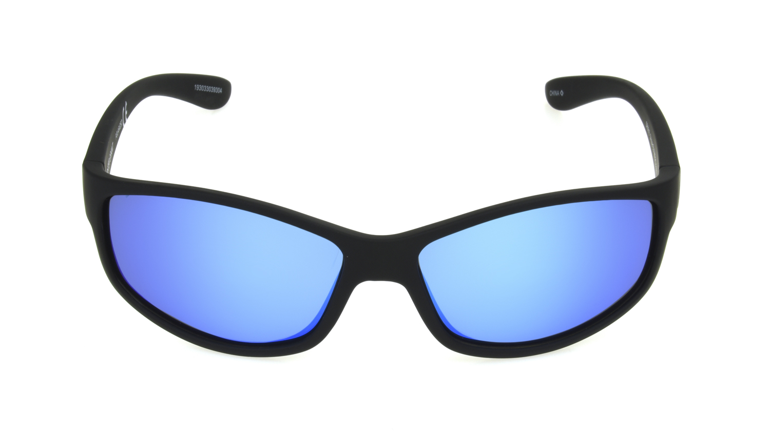 Foster Grant Men's Wrap Sport Sunglasses, Black with Blue Mirror