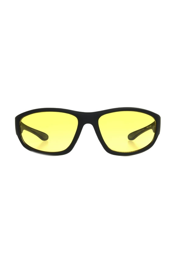 Men's Wrap Sport Sunglasses Black Yellow