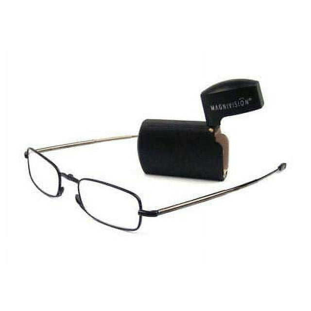 Foster Grant Mens Gideon Folding Rectangular Reading Glasses (Black, 1.75)