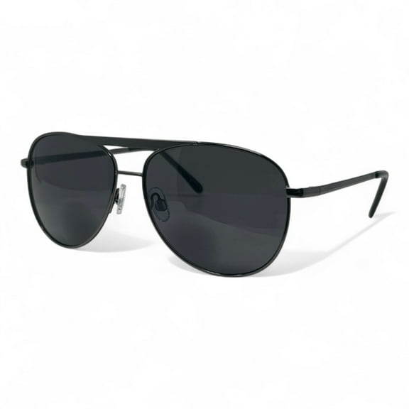 Foster Grant 1903 Sun Readers Aviator Unisex Full Rim Reading Sunglasses, Black Frame Smoke Lenses, +2.00