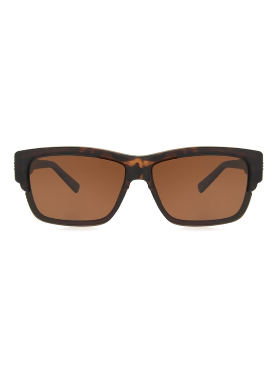 Foster Grant Solar Shield Black Rectangle Fitsover Unisex Sunglasses