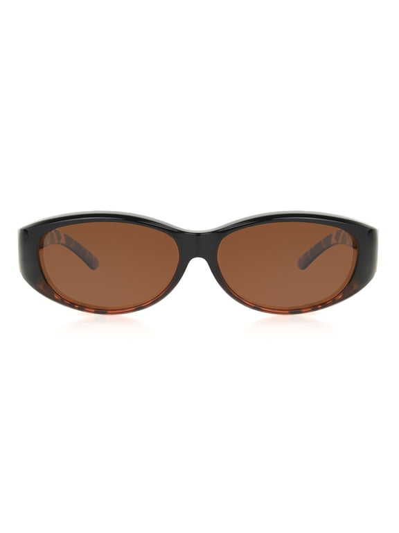 Foster Grant Solar Shield Tortoiseshell Oval Fitsover Women's Sunglasses