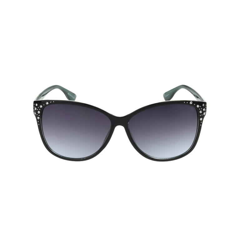 Foster Grant Women's Cat Eye Black Sunglasses, Jeweled photo 1