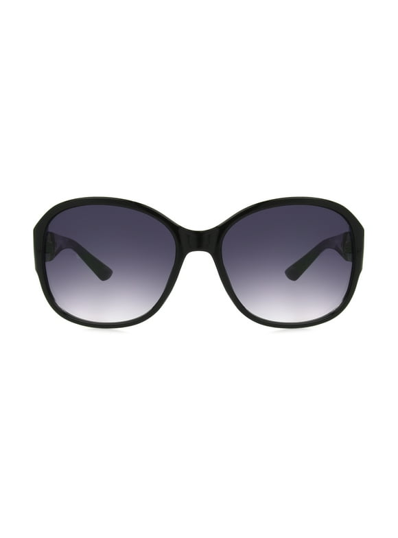 Foster Grant Women's Rectangle Fashion Sunglasses Black Gunmetal