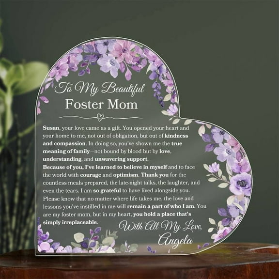 Foster Mom Personalized Plaque Bonus Mom Gift For Foster Mother Birthday Present For Mother's Day Gift From Foster Daughter Memory Keepsake