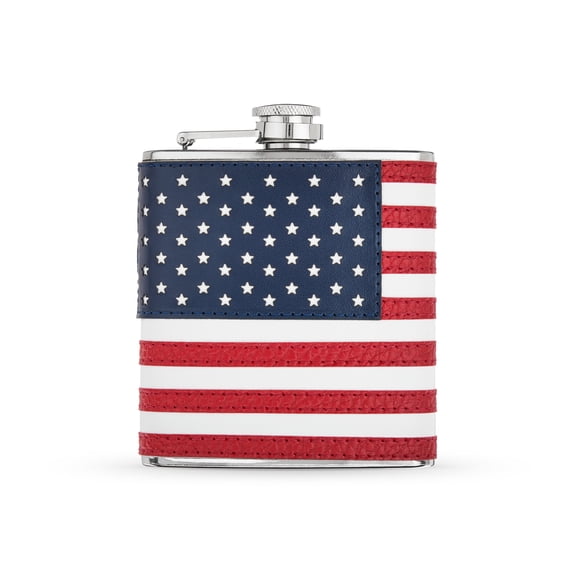 Foster & Rye American Flag Travel Metal Flask for Liquor, Whiskey Flask 6oz
