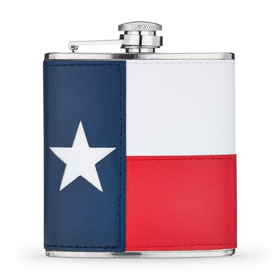 Foster & Rye Texas Flag Travel Metal Flask for Liquor, Whiskey Flask, 6oz