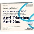 thumbnail image 1 of Foster & Thrive Anti-Diarrheal Anti-Gas Multi-Symptom Relief Caplets with Loperamide Hydrochloride and Simethicone, Treatment of Diarrhea, Gas, Bloating, Cramps & Pressure 12 Count Caplets, 1 of 9
