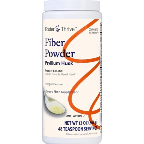 Foster & Thrive Daily Psyllium Husk Powder Supplement, 4-in-1 Fiber for Digestive Health Laxative, Relieves Occasional Constipation, Original Flavor, 48 Doses