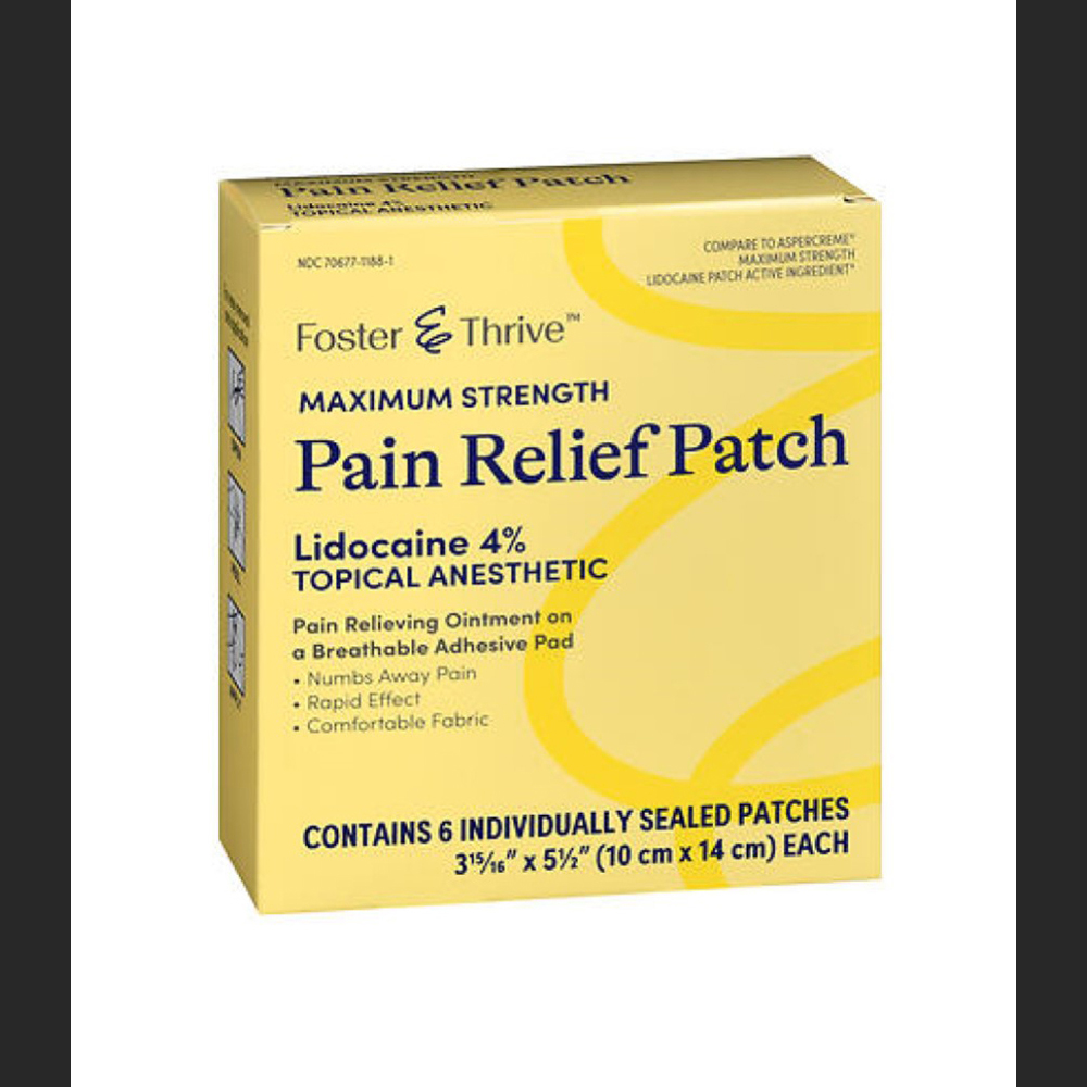 Foster & Thrive Max Strength Pain Relief Lidocaine 4 Patches 6 ct