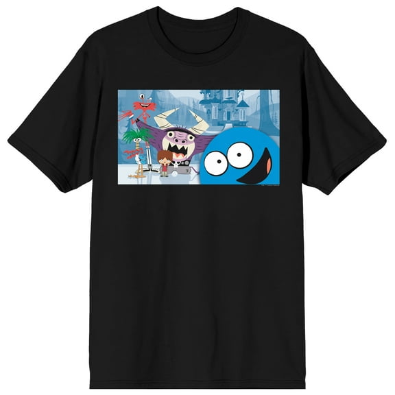 Foster's Home For Imaginary Friends Bloo Photobomb Screenshot Crew Neck Short Sleeve Men's Black T-shirt-Large
