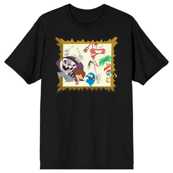 Foster's Home For Imaginary Friends Group Picture Frame Crew Neck Short Sleeve Men's Black T-shirt-XS