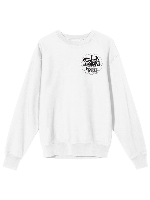 Foster's Home For Imaginary Friends Mac & Bloo Sticking Tongues Out Crew Neck Long Sleeve White Adult Sweatshirt