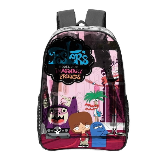 Foster's Home for Imaginary Friends-theme Clear Backpack Heavy Duty Transparent Bag See Through Bookbag for Work, Sport, College, Travel12.2X16.9"(31X43cm)