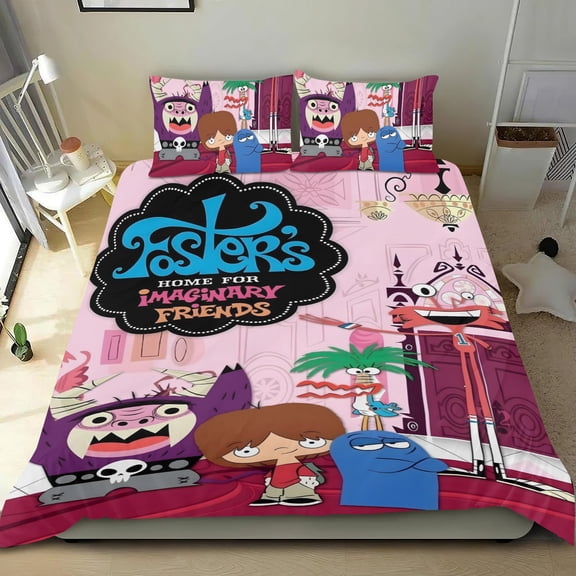 Foster's Home for Imaginary Friends-themed Bed Sheet Set Three Piece Set Comfortable And Skin Friendly Unique Design Home Decor Gifts For Family Friends fans54''x79''135cm*200cm