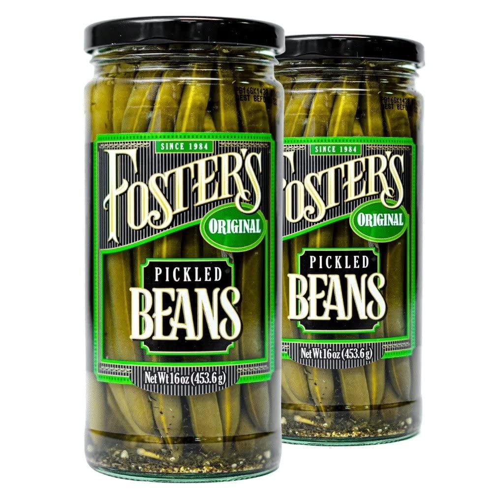 Foster’s Pickled Green Beans- Original- 16oz (2 Pack) - Pickled Green Beans in a Jar - Traditional Pickled Vegetables Recipe for 30 years - Gluten Free- Fat Free - Preservative Free - Pickled Beans