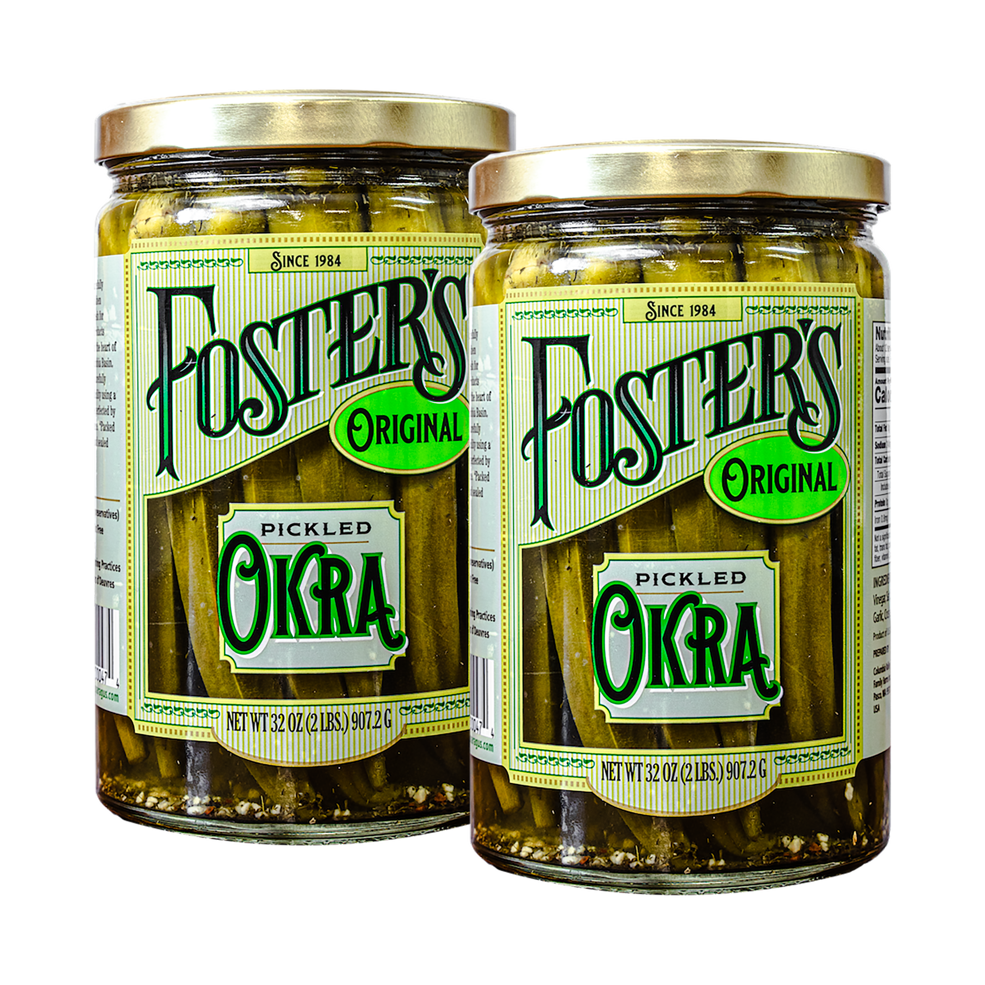 Foster's Pickled Okra - 32oz - (2 pack) - Traditional Pickled Vegetables Recipe perfected over 30 years - Gluten-Free Okra Pickles - NO Preservatives Pickle Okra